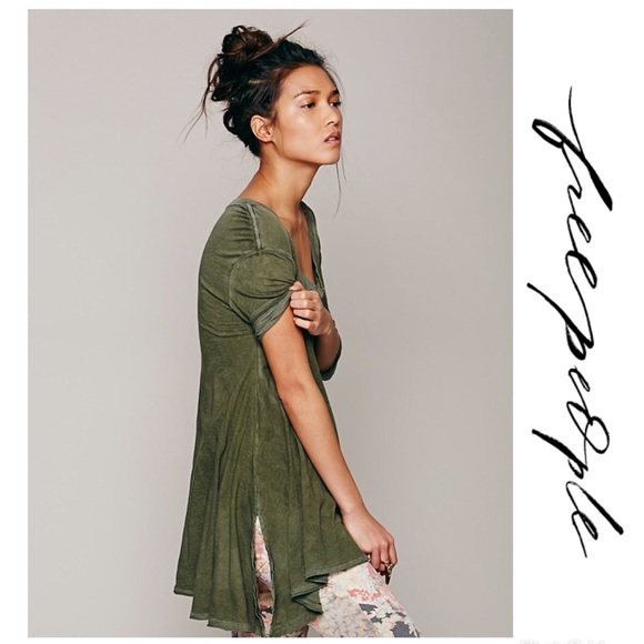 Free People Tops - Free People Melrose Swing Tee Forest Green